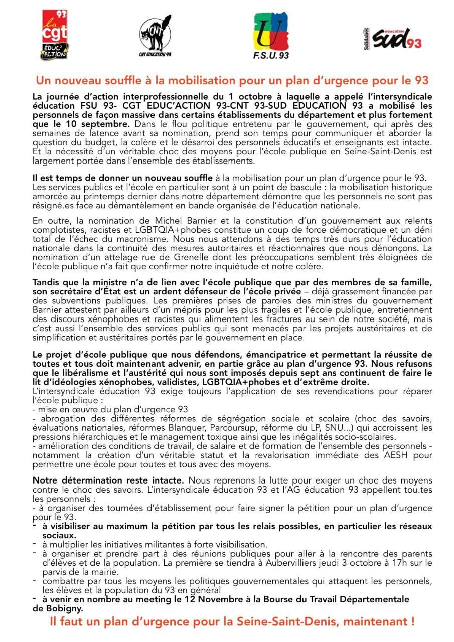 Plan urgence 93 novembre